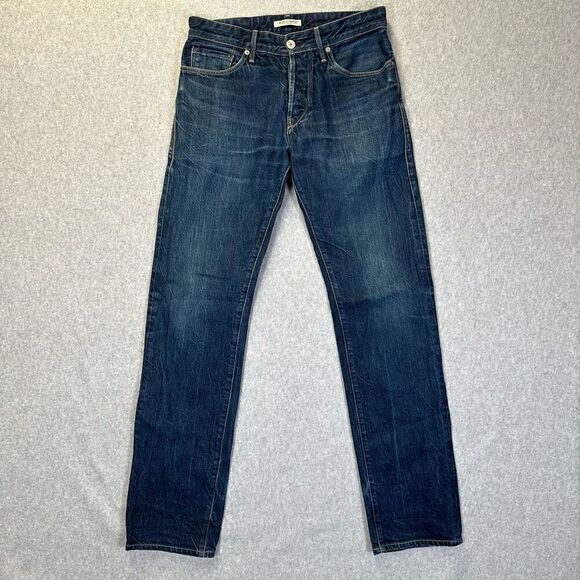 Levi’s Men’s Crafted 39x34 Ruler Straight Jeans Blue Dark Wash Denim Button Fly - Picture 1 of 10